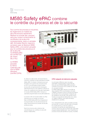 M580 Safety ePAC combine le contrôle du process et de la sécurité
