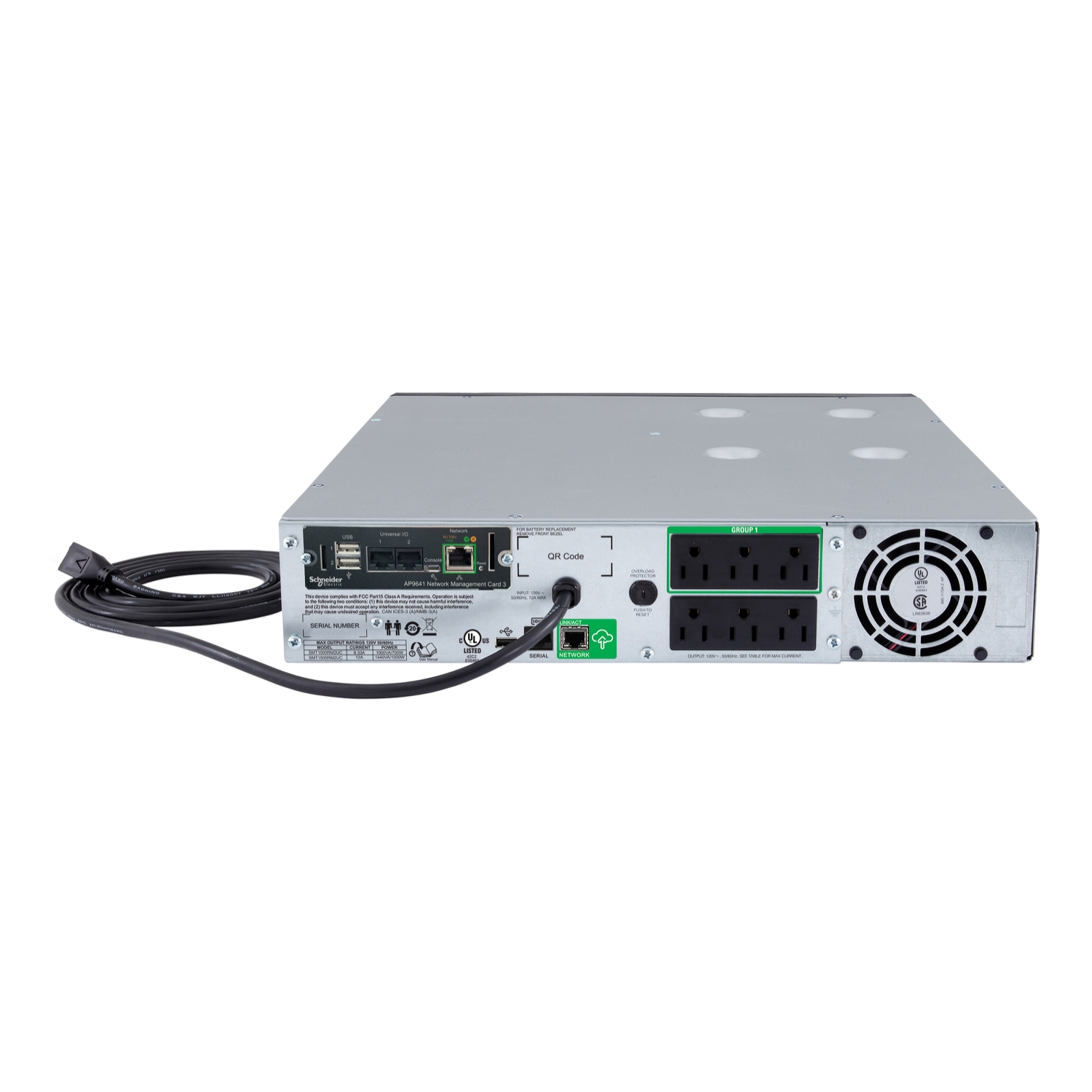 APC Smart-UPS, Line Interactive, 1500VA, Rackmount 2U, 120V, 6x