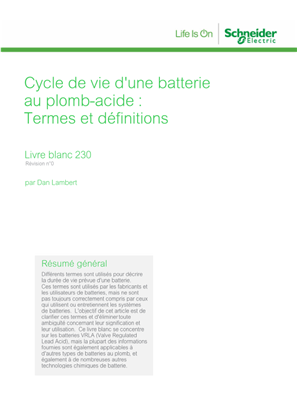 Cycle de vie d'une batterie au plomb-acide : Termes et définitions