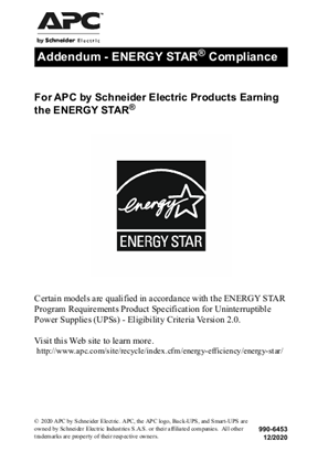 Addendum - ENERGY STAR® Compliance