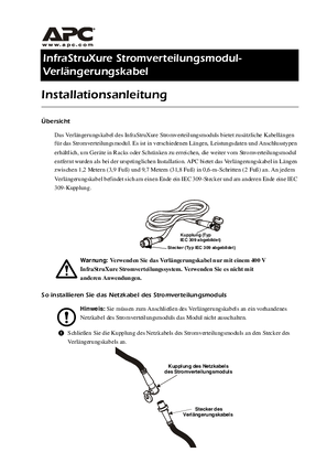 InfraStruXure für mittlere Datacenter, PDU-Verlängerungskabel 230 V (Infoblatt)