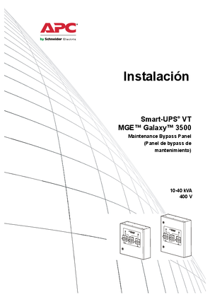 Instalación de Smart-UPS VT y del panel de bypass de mantenimiento MGE Galaxy 3500 de 10-40 KVA y 400 V (manual)