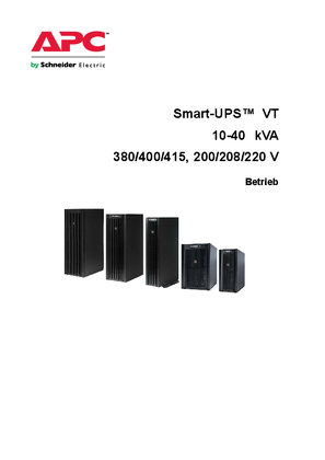 Smart-UPS VT 10-40 kVA, 380/400/415 V, 208/220 V, 200/208 V, Bedienung