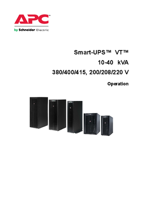 Smart-UPS VT 10-40 kVA 380/400/41 V, 208/220 V, 200/208 V Operation