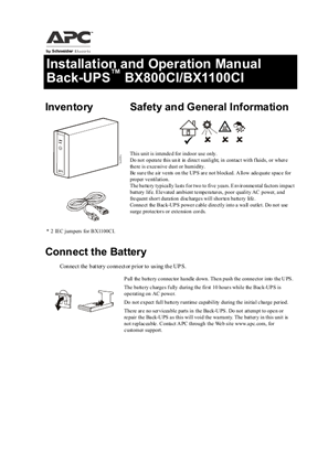 BACK-UPS BX800CI/BX1100CI 230 Vac