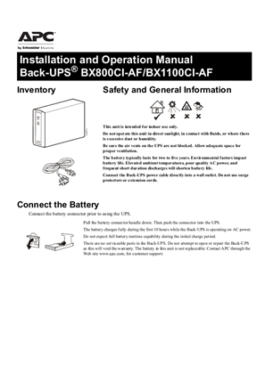 BACK-UPS BX800CI-AF/BX1100CI-AF 230 Vac
