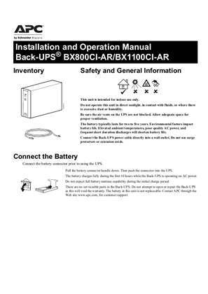 BACK-UPS BX800CI-AR/BX1100CI-AR 230 Vac