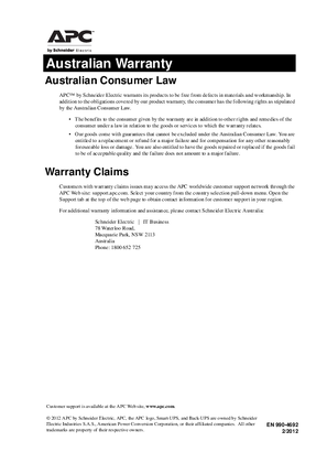 Warranty for Australian Consumer Law