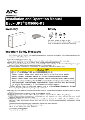 BACK-UPS BR900G-RS 230 Vac