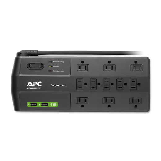 APC Performance SurgeArrest 11 Outlets with 2 USB charging ports (5V, 2.4A in total), 120V