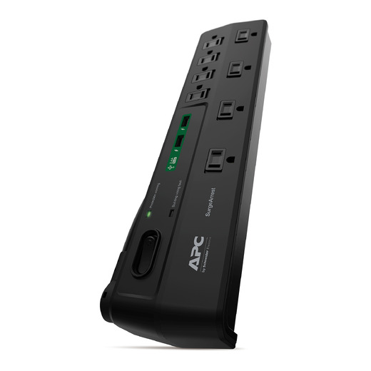 APC Home Office SurgeArrest 8 Outlets with 2 USB charging ports (5V, 2.4A in total), 120V