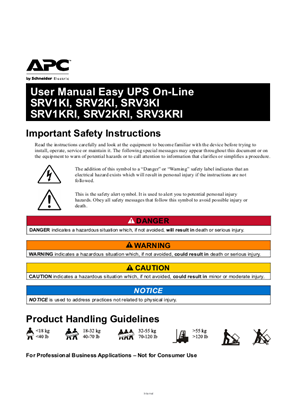 Easy UPS On-Line SRV SRV1KI/SRV2KI/SRV3KI (IEC, -BR, -AR) User Guide
