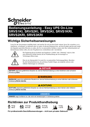 SCHNEIDER EASY UPS SRVS1KI/2KI/3KI