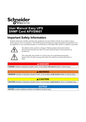SCHNEIDER EASY UPS ON-LINE SNMP CARD APVS9601