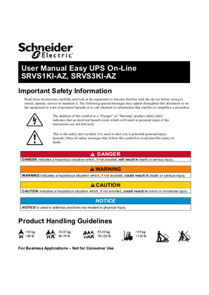 Easy UPS 1 Ph On-Line SRVS1KI-AZ/ SRVS3KI-AZ User Guide
