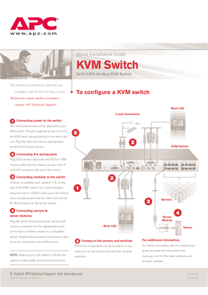 APC 2x16 CAT-5 Analog KVM Switch (AP5602)—Installation