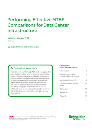 Performing Effective MTBF Comparisons for Data Center Infrastructure