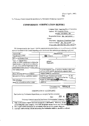 VCCI approval/certification