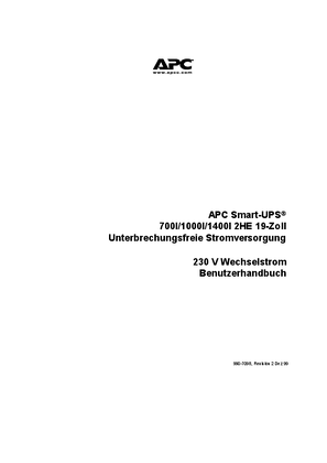 Smart-UPS RM – 700/1000/1400 VA, 2HE, 230 VAC; Benutzerhandbuch