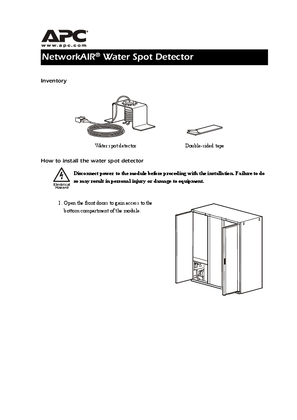 NetworkAIR Accessories Spot Water Detector Installation (Sheet)