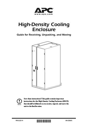 High-Density Cooling Enclosures Receiving, Unpacking, and Moving (Sheet)