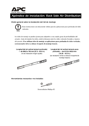 Instalación de la unidad de distribución de aire lateral en el rack (apéndice del manual)