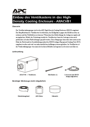 High-Density Cooling Enclosures : Valve Box Installation Sheet (Sheet)