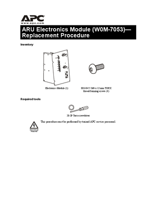 Rack Air Removal Unit SX Electronics Module - Replacement Procedure (Sheet)