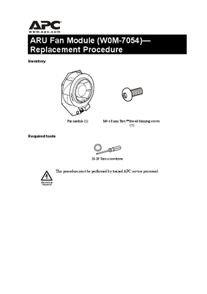 Rack Air Removal Unit VX Replacement Instructions - Fan Module (Sheet)