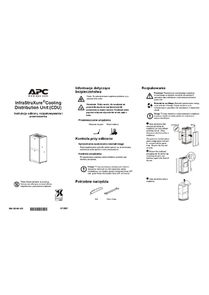 InfraStruXure Cooling Distribution Unit (CDU) Guide for Receiving, Unpacking and Moving (Sheet)