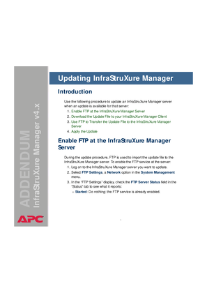InfraStruXure Manager Updating Version v.4.x (Online Guide Addendum)