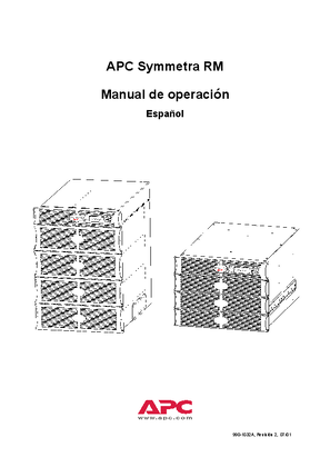 Manual de funcionamiento de Symmetra RM [matriz de alimentación redundante de 2-6 kVA y 8-12 kVA N+1], internacional