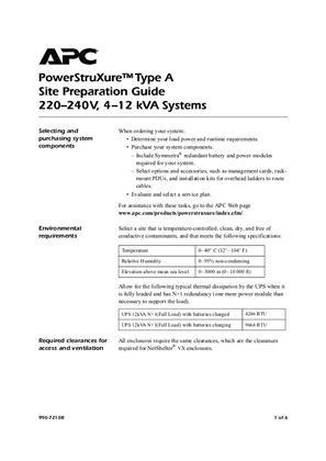 InfraStruXure Type A 4-12 kVA, 220/230/240 V (Sheet)