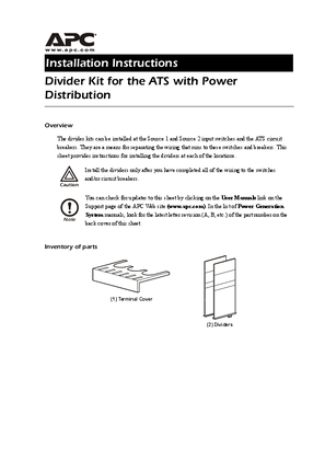 Smart Distribution Panel with ATS ATS with Power Distribution Divider Kit (Sheet)