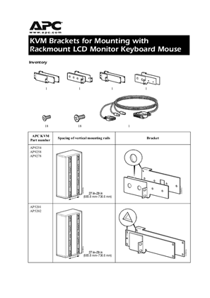 RackMount KVM Brackets for Mounting with Rackmount LCD Monitor Keyboard Mouse (Sheet)