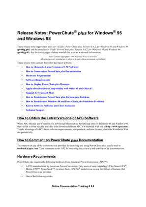 PowerChute plus for Windows 98/ME v.5.0.2 (Readme)
