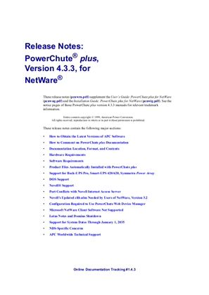 PowerChute plus for Novell Netware v.4.3.3 (Readme)
