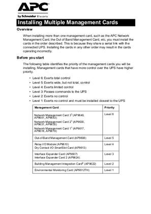 UPS Network Management Cards : Installing Multiple Management Cards (Manual Addendum)