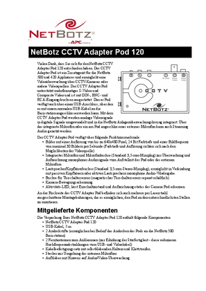 NetBotz Surveillance: CCTV Adapter Pod 120 (Infoblatt)