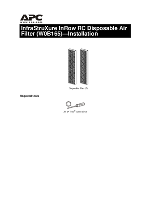 InfraStruXure InRow RC Disposable Air Filter Installation Instructions (Sheet)