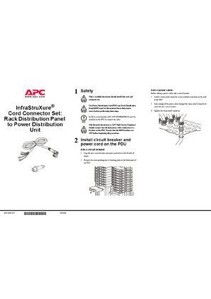 InfraStruXure Power Distribution Units Cord Connector Set: Rack Distribution Panel to Power Distribution Unit (Sheet)