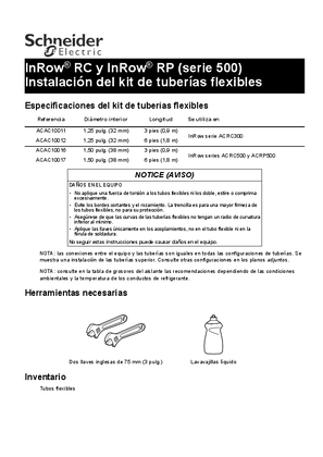 InRow RC, RD, and RP Metal Hose Installation (Sheet)