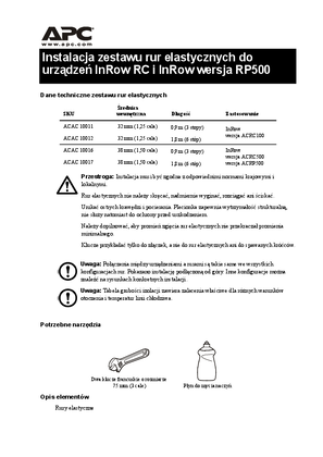 InRow RC, RD, and RP Metal Hose Installation (Sheet)