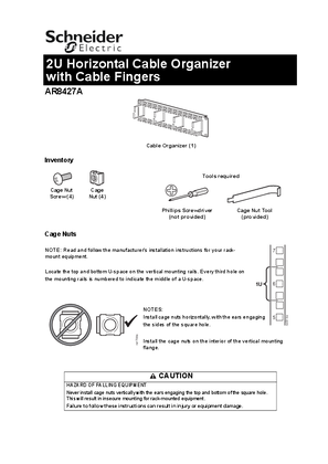 2-U Patch Cord Horizontal Cable Organizer (Sheet)
