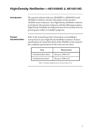 NetShelter WX Enclosures Racks and Enclosures: Netshelter High-Density (Manual Addendum)