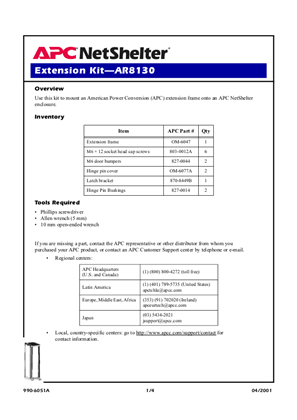 NetShelter Enclosure Accessories : Enclosure Extension Kit (Sheet)