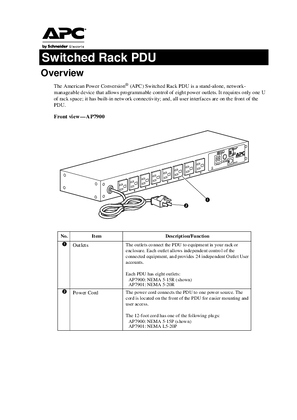 Switched Rack PDU 1 U, 100 V, 120 V, 15 A, 20 A (Sheet)