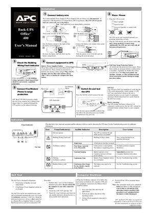 Back-UPS Office 400 120 V (Sheet)