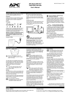 Back-UPS Pro 120 V (Manual)