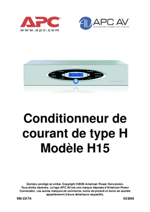 H Type AV Power Conditioners 120 V (Manual)